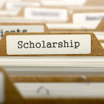 Scholarship Concept. Word on Folder Register of Card Index. Selective Focus.